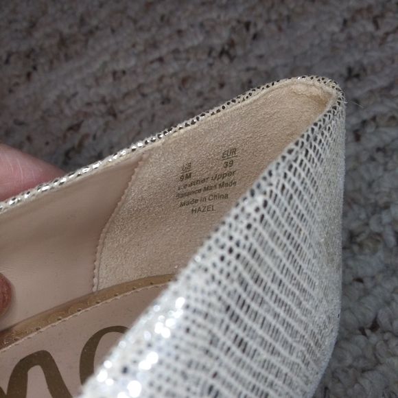 Sam Edelman Hazel Sexy Shimmery Gold, Lizard Printed Pointed Toe Leather Pumps - Picture 4 of 6